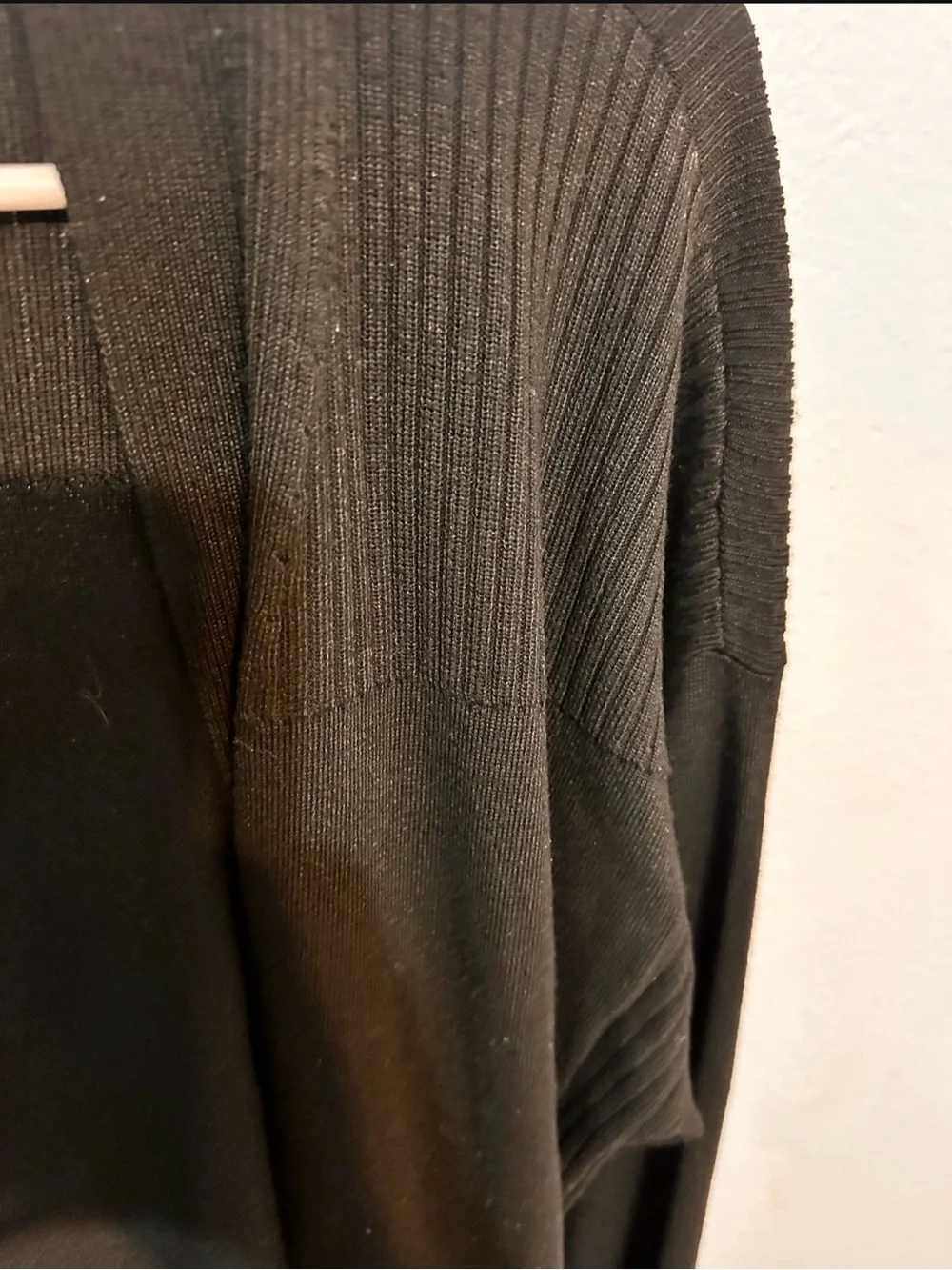Black Open Front Rib-Shoulder Cardigan - Picture 3 of 5